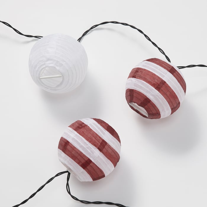 SOLVINDEN Гірлянда LED, 12 лампочок, на сонячній батареї для вулиці/червоний смужка, фото 5