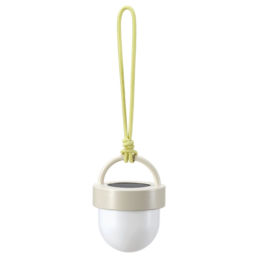SOLVINDEN LED iekaramā lampa ar saules bater., ar saules baterijām lietošanai ārā/smilškrāsā, 10 cm
