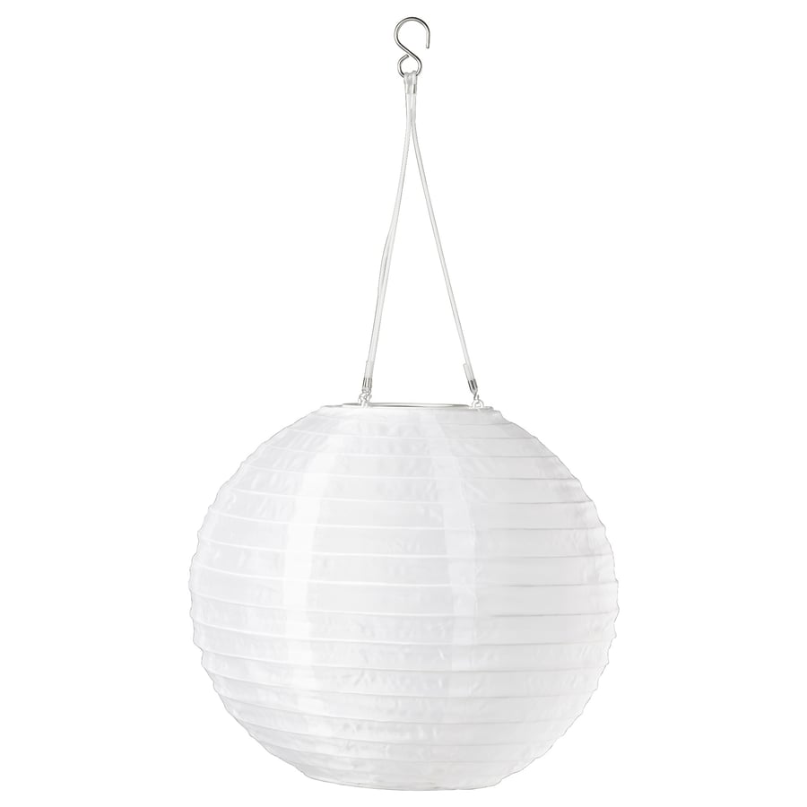 SOLVINDEN, LED iekaramā lampa ar saules bater. 30 cm,  lietošanai ārā/apaļa baltā krāsā