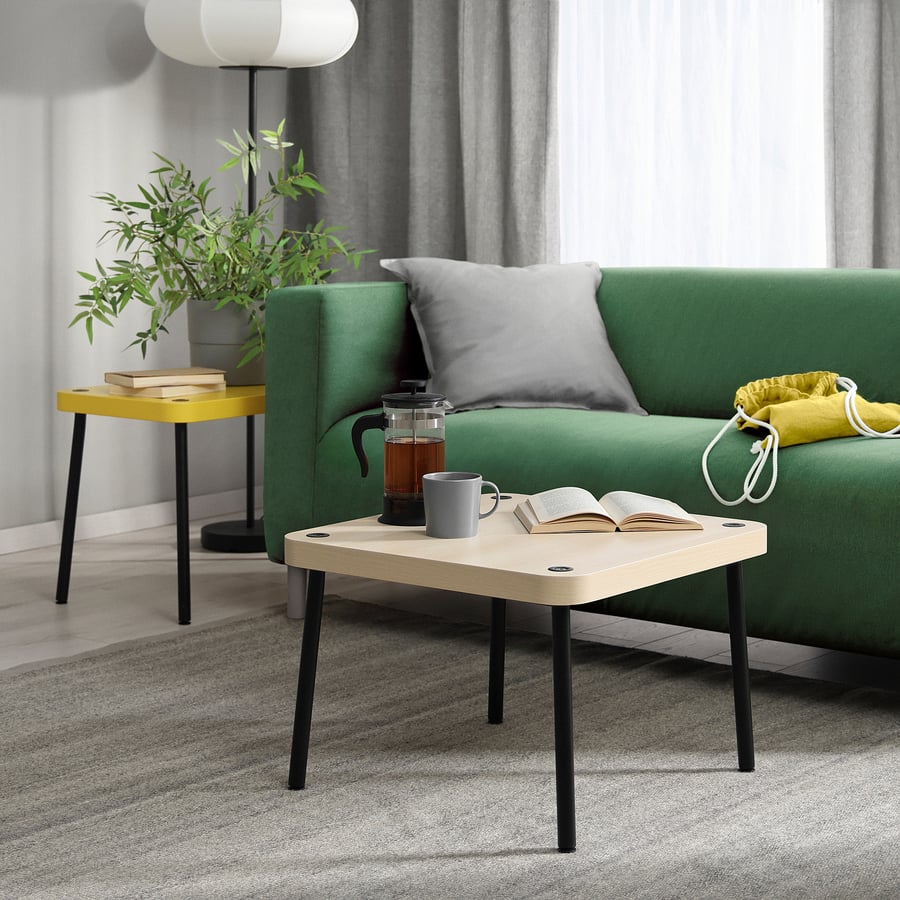 Lauakomplekt SONHULT, 2 tk, kollane/imitatsioon kask