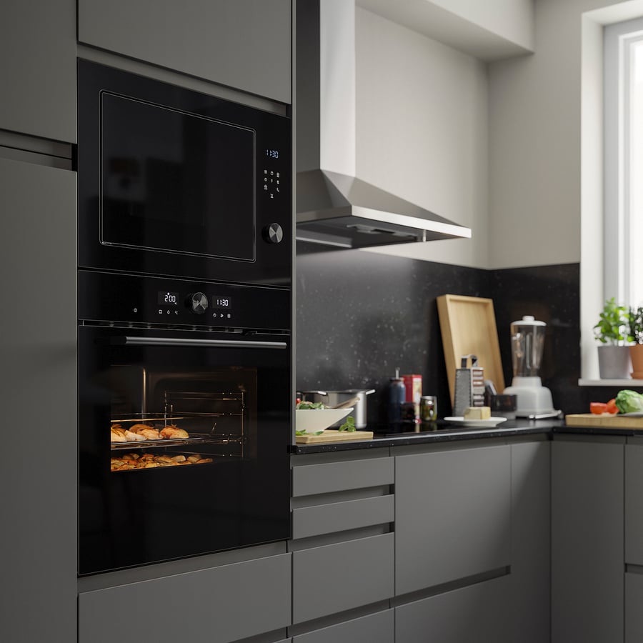 SPJUTBO pöördõhuga ahi ringküttekehaga, grillfunktsioon must/IKEA 500