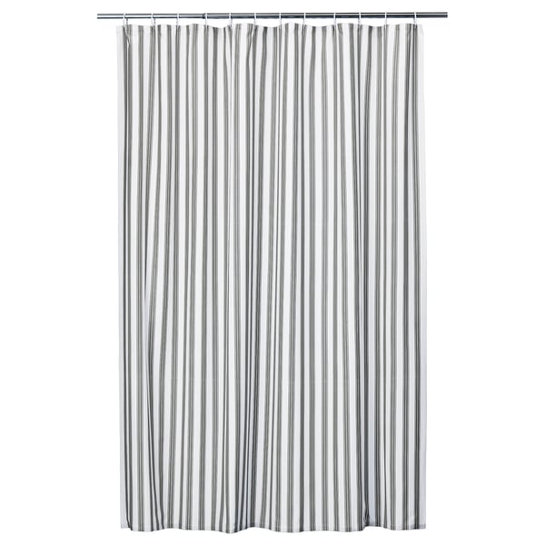 STAVBJÖRNBÄR Zasłona prysznicowa, czarny/biały, 180x200 cm