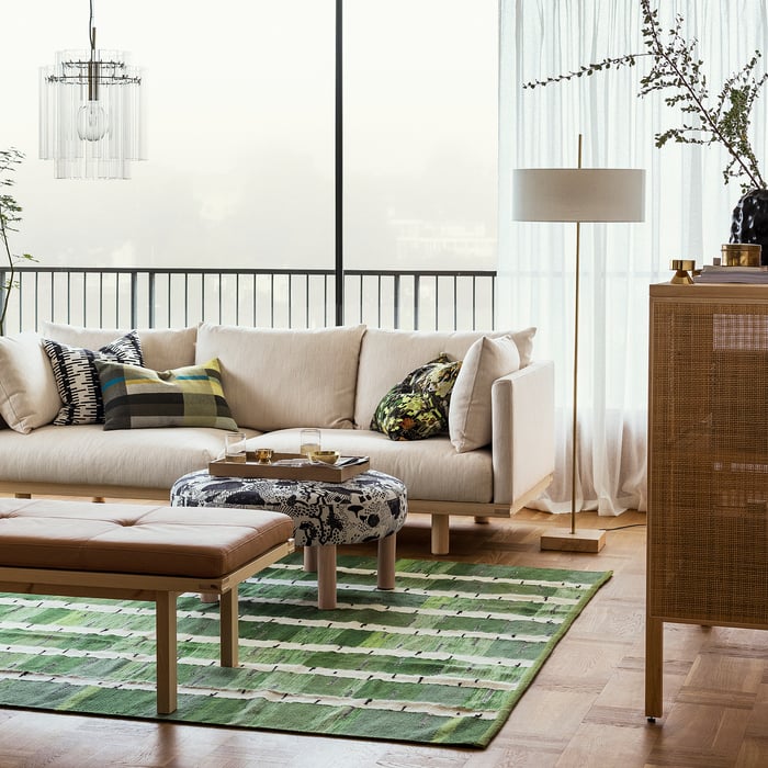 STOCKHOLM 2025 Підлоговий світильник, білий тканина/латунований 159 см, фото 2