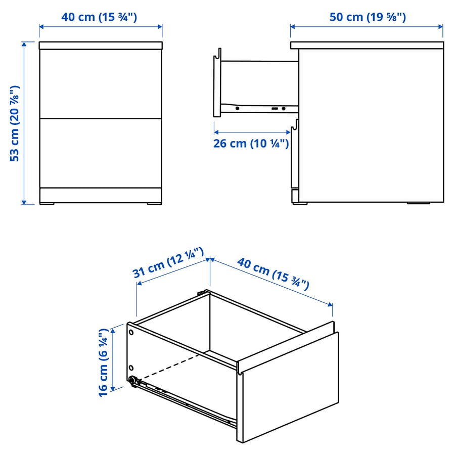 STORKLINTA 2 sahtliga kummut, valge/2 sahtliga, 40x50x53 cm STORKLINTA 2 sahtliga kummut, valge/2 sahtliga, 40x50x53 cm