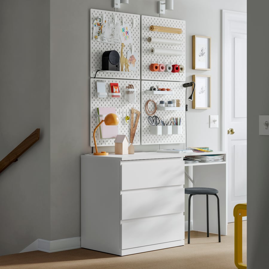 STORKLINTA kumode, 3 atvilktnes, balta, 70x50x75 cm