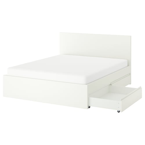 STORKLINTA Каркас ліжка з 4 шухлядами - білий/Luröy 180x200 см