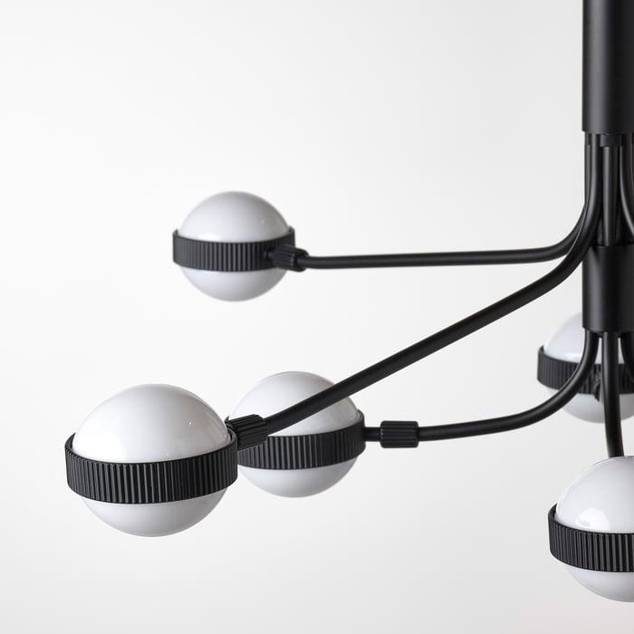 STORSLINGA Люстра LED, 8-ріжковий, чорний/білий 70 см, фото 4