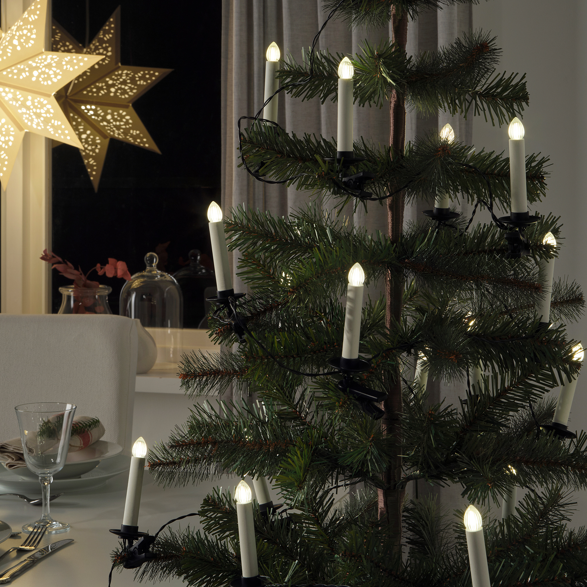 ikea strala svetodiodnaya girlyanda 24 lampochki forma svechi s klipom 804 786 96