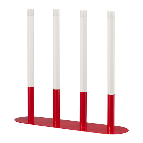STRÅLA - kandelabr LED, w kształcie świecy na baterie/czerwony