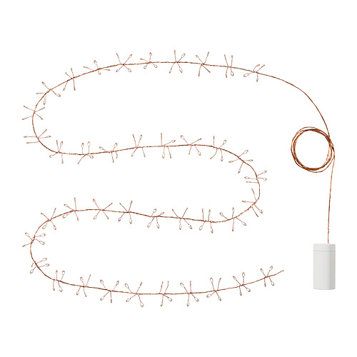 STRÅLA - łańcuch świetlny LED 160 lampek, na baterie mini/kolor miedziany