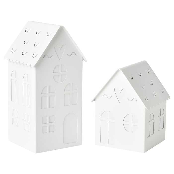 STRÅLA Ozdoba stołowa LED, domek/2 szt. na baterie IKEA