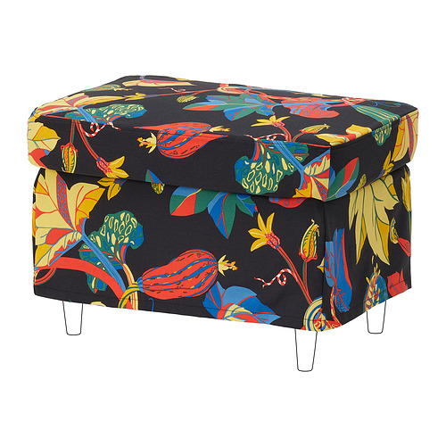 STRANDMON - pokrowiec na podnóżek, Stigsbo wielobarwny/czarny