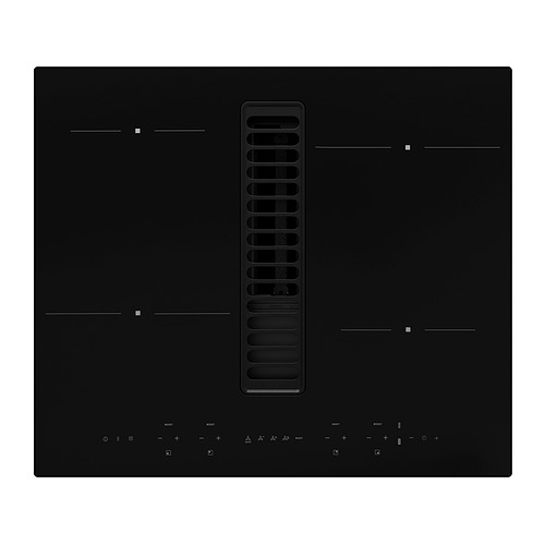 TÄCKNAN - płyta indukcyjna/wbudow pochłaniacz, 60 cm, IKEA 300 czarny