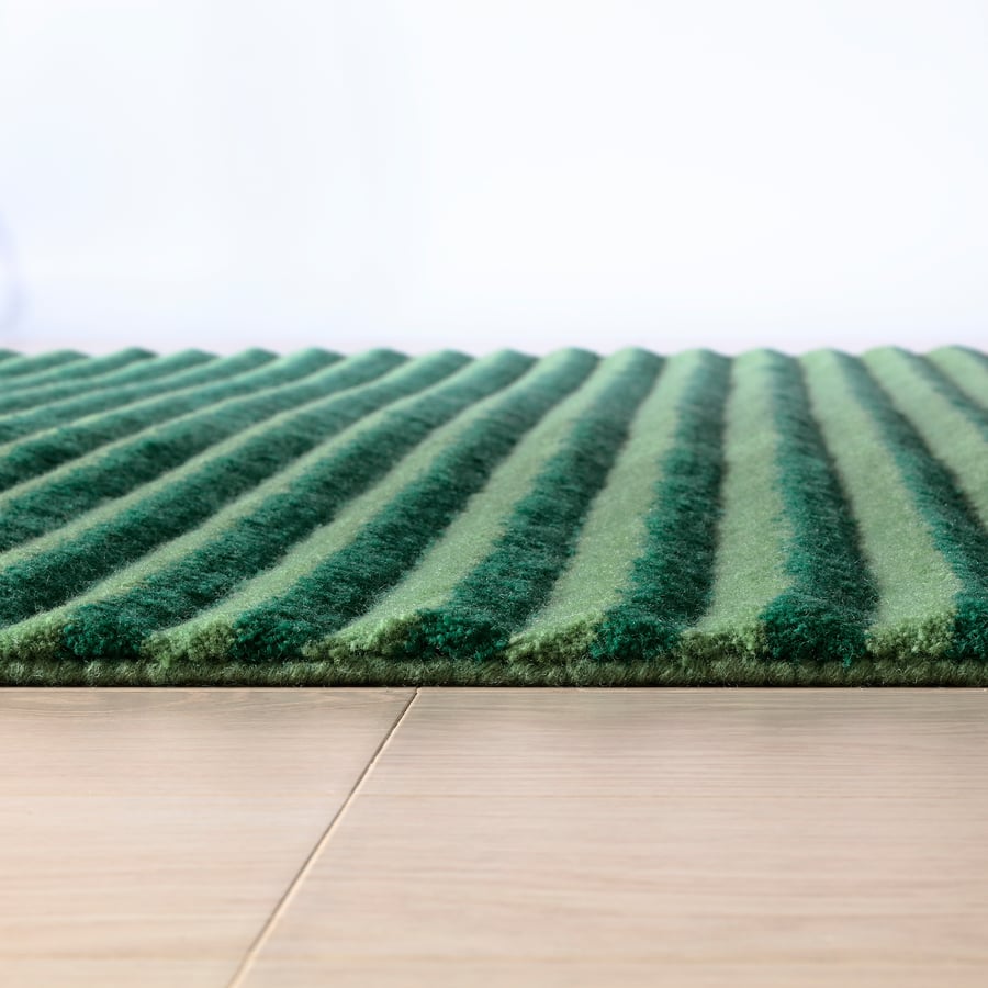 TÅGSPÅR paklājs ar garām plūksnām, zaļā krāsā, 200x300 cm