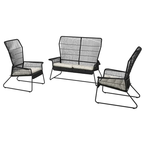 TALLSKÄR 4-місний комплект меблів для відпочинку - для вулиці антрацит/Kuddarna світлий сіро-бежевий