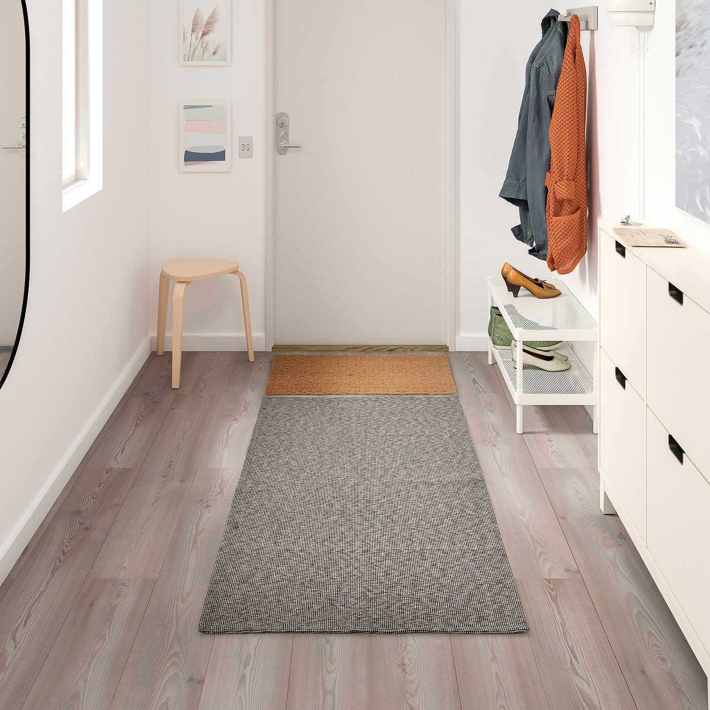 Безворсовий килим IKEA TIPHEDE, чорний / натуральний, 80 × 150 см — фото 5