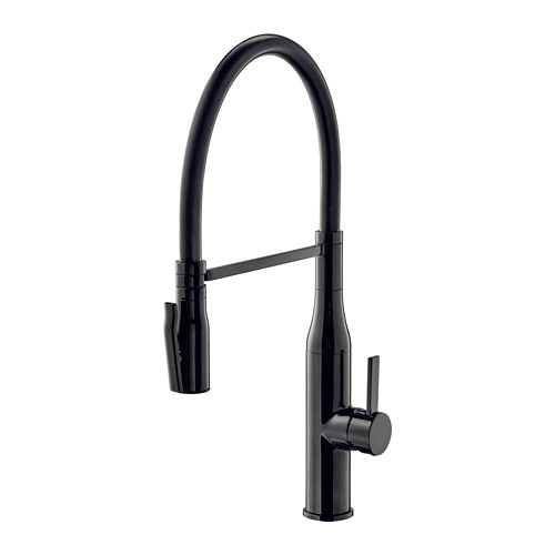 TOLLSJÖN - bateria kuchenna ze spryskiwaczem, czarny metal polerowany