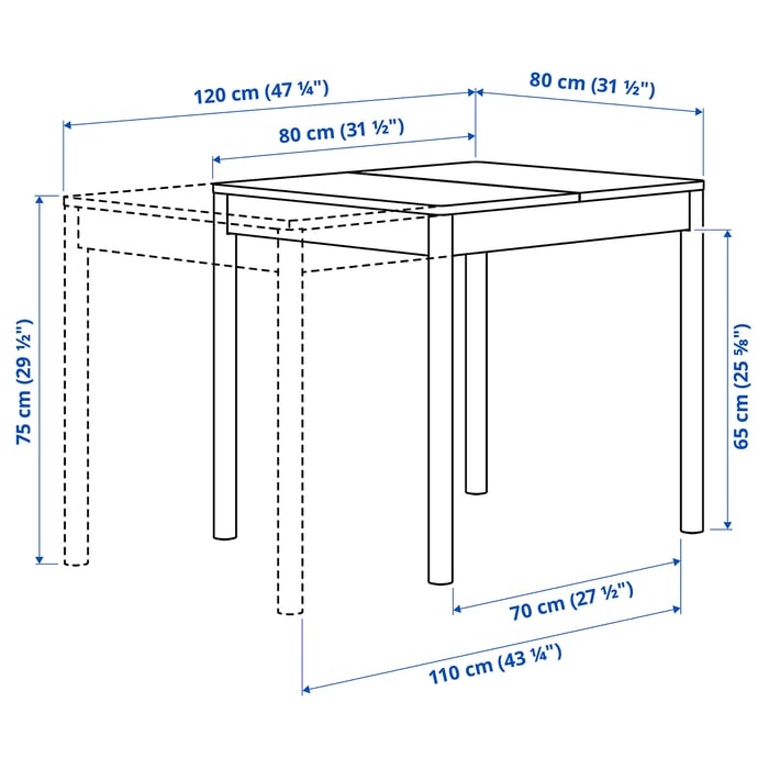 TONSTAD / KRYLBO Стіл і 2 стільці, кремовий/Tonerud синій 80, 120x70 см, фото 6