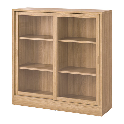 TONSTAD - witryna z drzwiami przesuwnymi, 121x37x120 cm, okl dęb