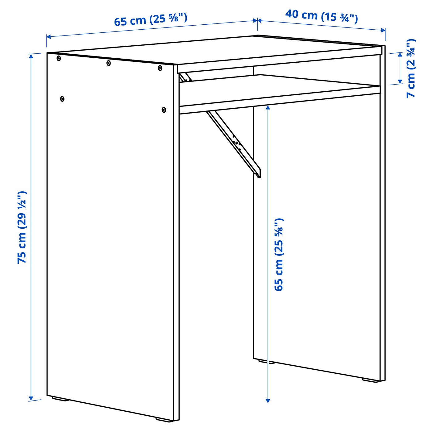 Письмовий стіл IKEA TORALD, білий, 65 × 40 см — фото 3