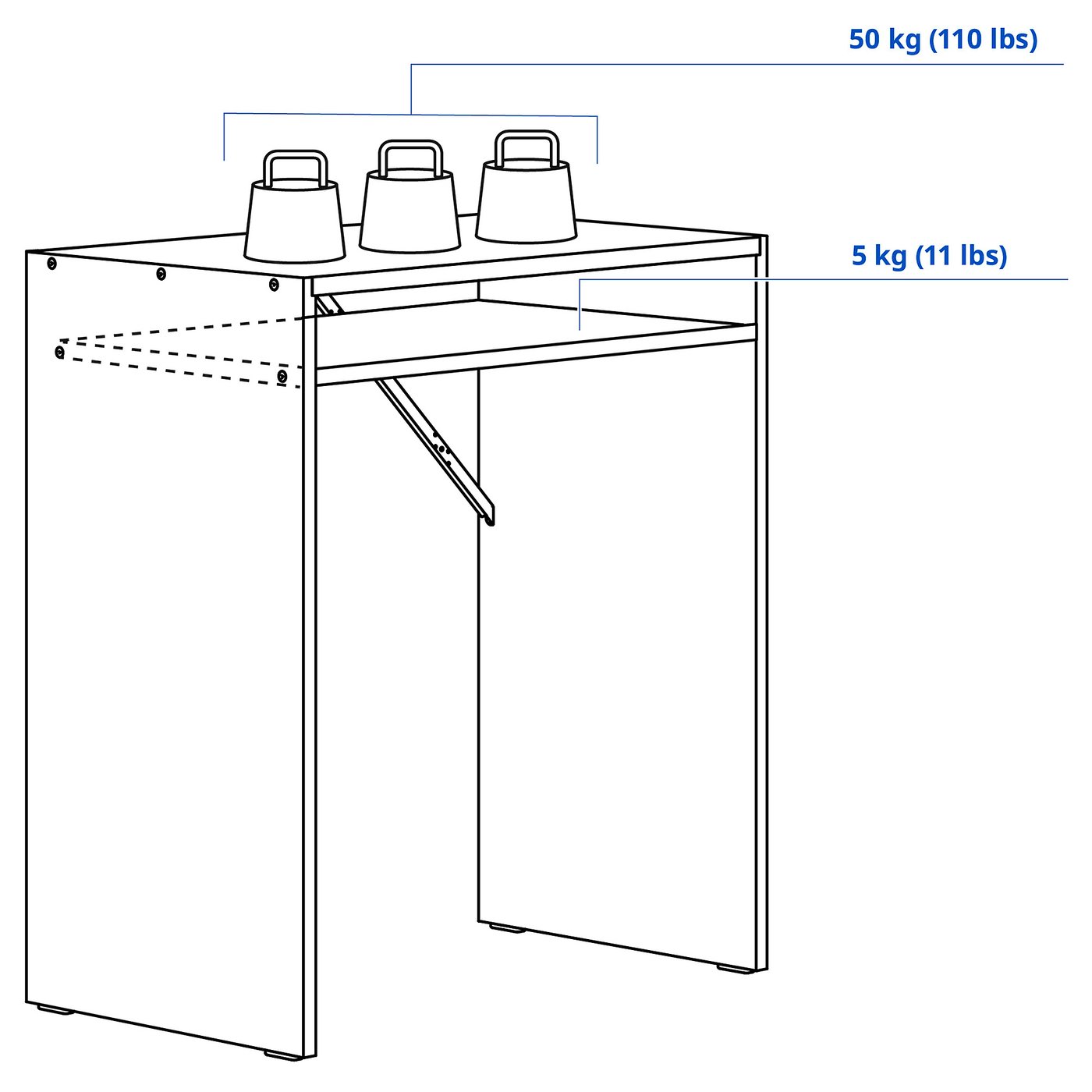 Письмовий стіл IKEA TORALD, білий, 65 × 40 см — фото 4