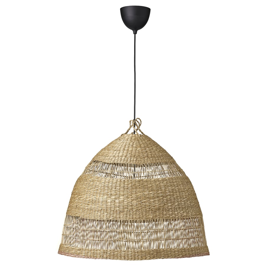 TORARED / HAVSDJUP piekaramā lampa, roku darbs grīšļa/melna, 55 cm