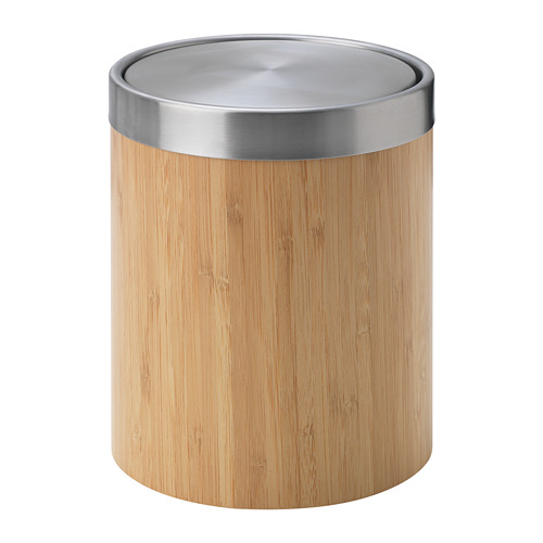 TRÄSKET - kosz na odpady, 3 l, stal nierdz/okleina bambusowa