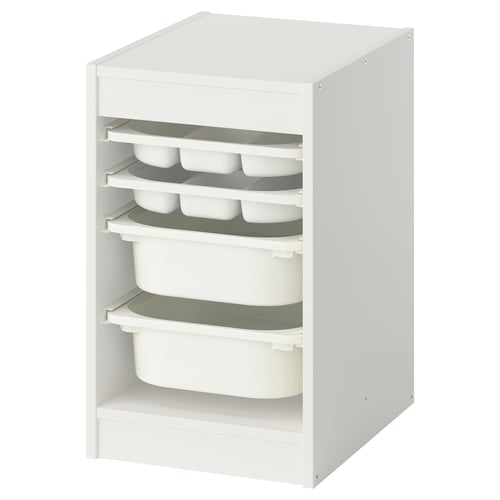 TROFAST Стелаж з контейнерами/таці - білий/білий 34x44x56 см