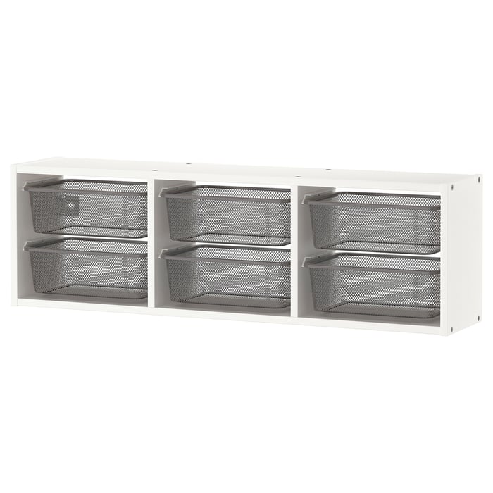 TROFAST Настінна шафка, білий/темно-сірий, 99x21x30 см
