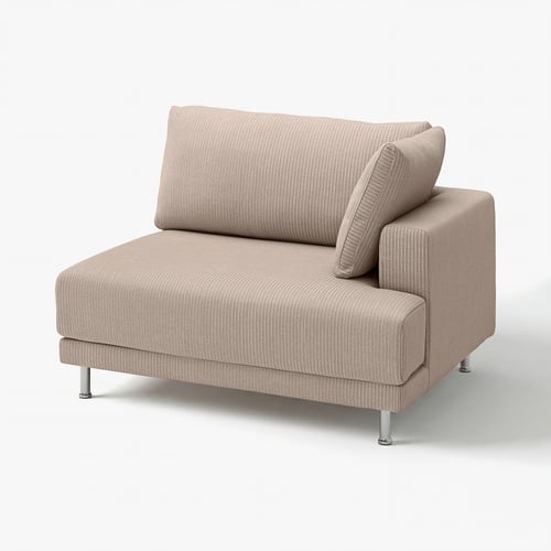 UPPÅKRA beżowa sofa roczna, pasiasta tkanina, nowoczesny design, wygodny, neutralny ton.