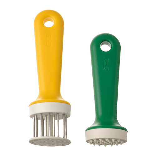 UPPFYLLD - nakłuwacz do mięsa, 2 szt., zielony/jaskrawożółty