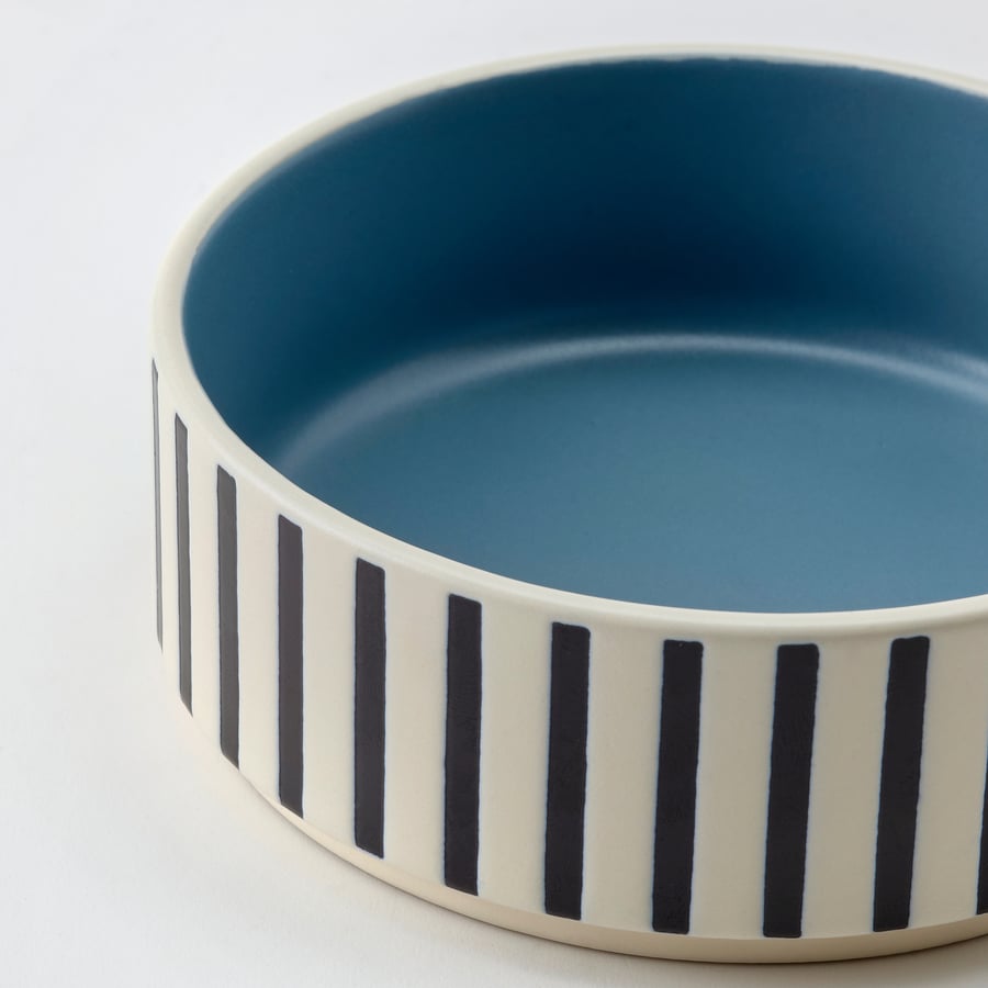 UTSÅDD mājdzīvnieku bļoda, svītras melni zilā krāsā/pelēkzila, 11 cm