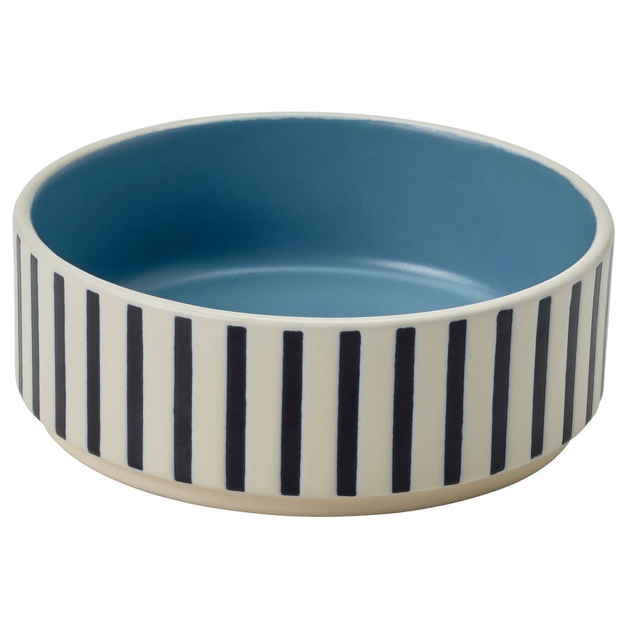 UTSÅDD mājdzīvnieku bļoda, svītras melni zilā krāsā/pelēkzila, 11 cm