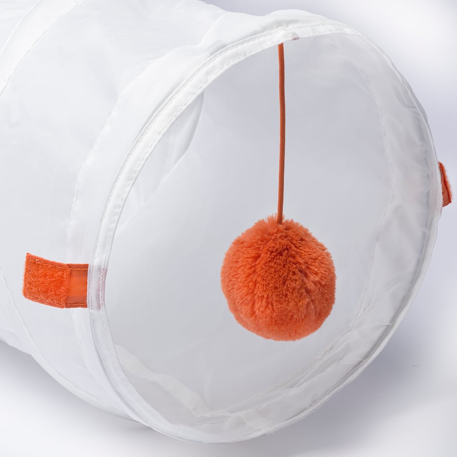 UTSÅDD rotaļu tunelis kaķim, baltā krāsā/oranžā krāsā