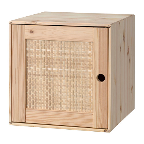 VÄLJARE - Szafka z drzwiami, 35x35x35 cm, sosna/wyplatana topola