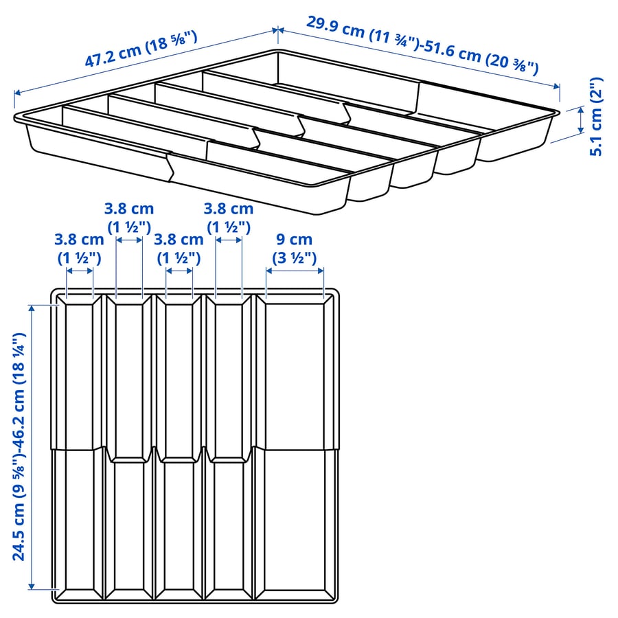 VARIERA söögiriistade alus, reguleeritav, 30-52x47 cm VARIERA söögiriistade alus, reguleeritav, 30-52x47 cm