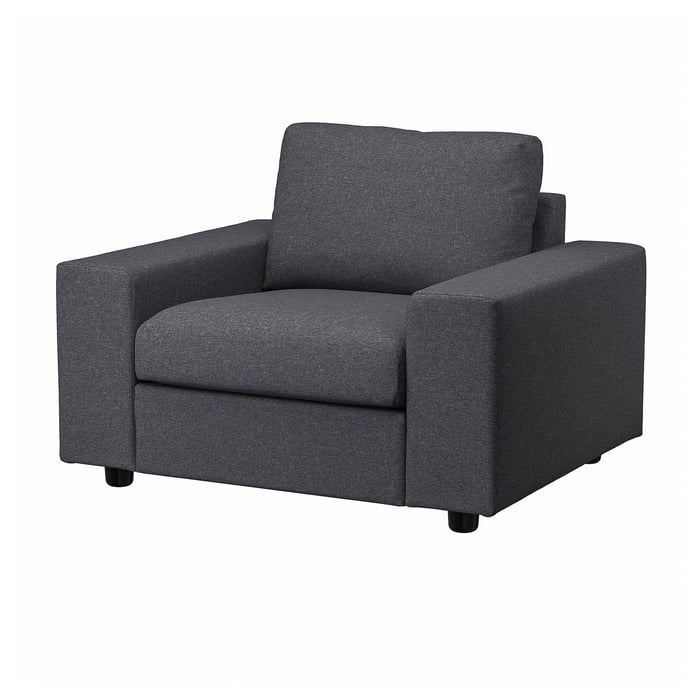 VIMLE Крісло, з широкими підлокітниками/Gunnared середньо-сірий