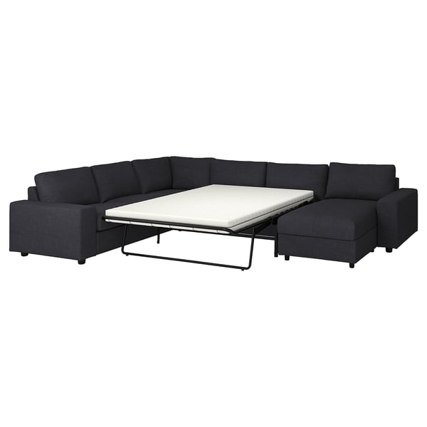 Sofa segmentowa VIMLE, ciemnoszara, tkanina, w kształcie litery L, nowoczesny design.