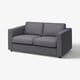 Szara sofa VIMLE, nowoczesny, minimalistyczny design, tapicerowana poliestrową tkaniną.