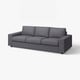 Ciemnoszara sofa VIMLE, nowoczesny, minimalistyczny design z czystymi liniami, wygodne poduszki i zdejmowany pokrowc.