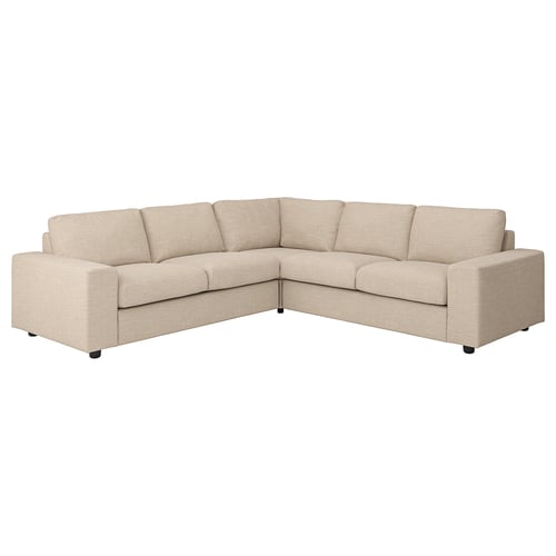 VIMLE 4-місний кутовий диван - з широкими підлокітниками/Hillared бежевий