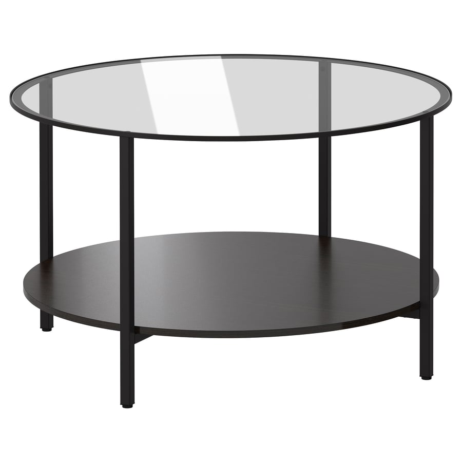 VITTSJÖ Galdiņš ar stikla virsmu 75 cm, melni brūns