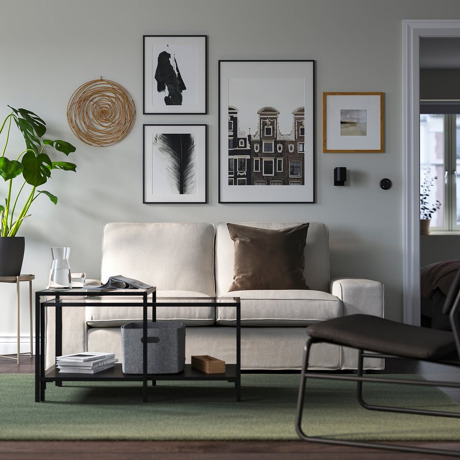 VITTSJÖ Laud klaasialusega 2 tk. 90x50 cm, must-pruun