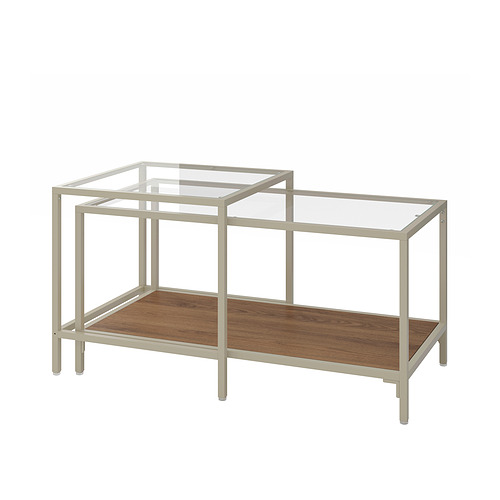 VITTSJÖ - stoliki, 2 szt., 90x50 cm, jasnobeżowy/szkło