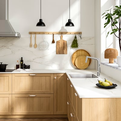 MÖCKLARP Custom made worktop, matt off-white/marble effect high pressure porcelain, 1 m²x2.0 cm