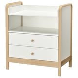 ÄLSKVÄRD white & light wood changing table with drawers & shelves, modern scandinavian design.
