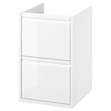 ÄNGSJÖN white bathroom cabinet, sleek minimalist design, wall-mount or countertop style, with two full-width drawers protected from water damage.