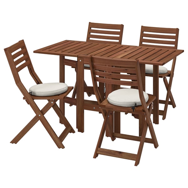 applaro table 4 folding chairs outdoor brown stained froson duvholmen beige ikea