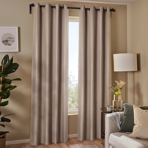 ANNAKAJSA Room darkening curtains, 1 pair, beige/with eyelets, 145x300 cm