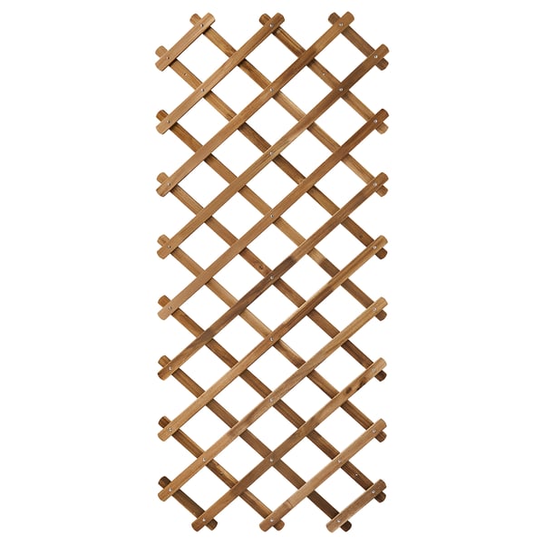 Wooden ikea trellis, brown acacia, supports climbing plants.